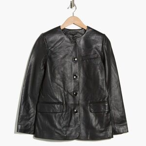 Rag & Bone (nwt $1,198) Payley Leather Blazer Midnight Black Sz: 6